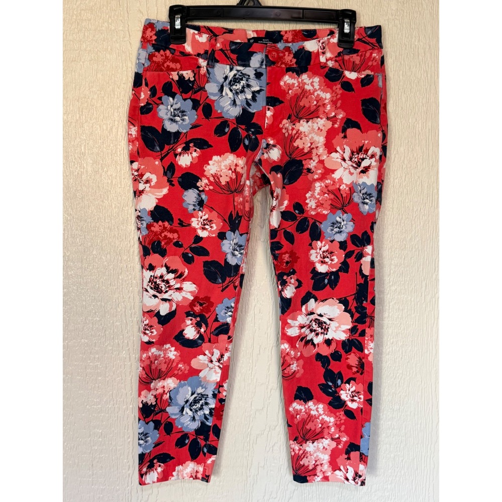 Gap Slim City Womens 10R Floral Print Cropped Stretch Trousers Golf, Spring